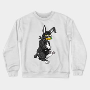 Bobtail BunnyCat: White Bicolor (Black) Crewneck Sweatshirt